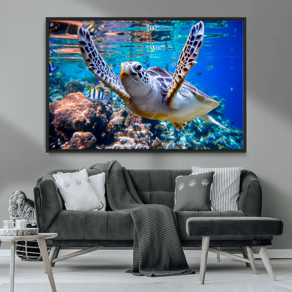 Underwater Sea Turtle Wall Art Canvas Print – Vibrant Ocean