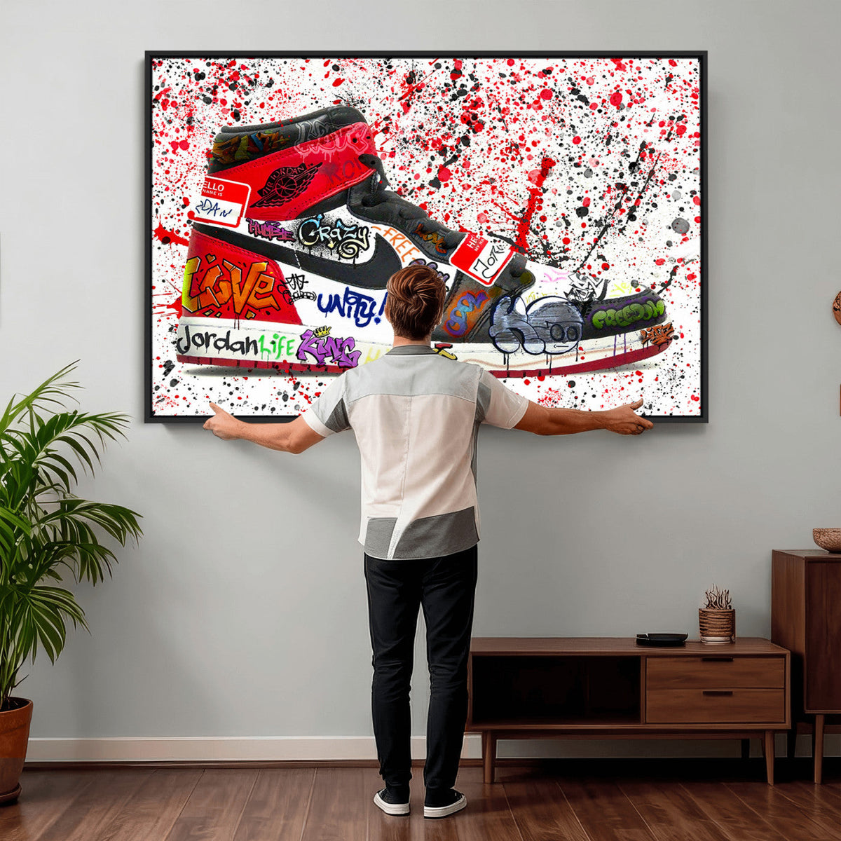 Jordan Shoes Graffiti Wall Art Canvas Print- Jordan Graffiti