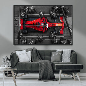 Ferrari Pit Stop Canvas Wall Art – Precision and Speed