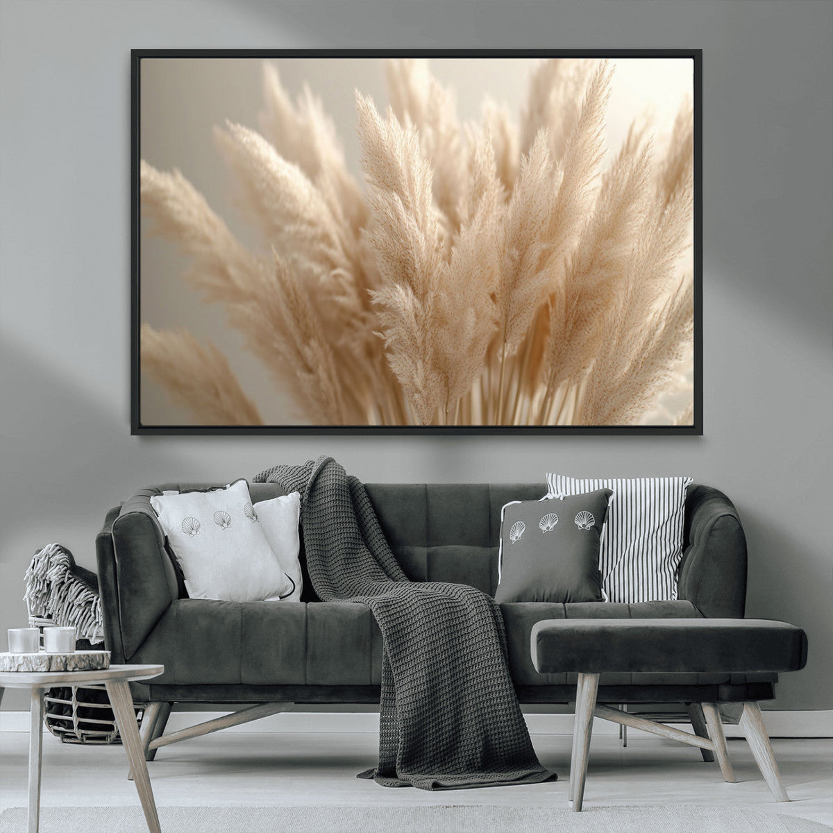 Pampas Grass Canvas Wall Art - Elegant Neutral Decor for