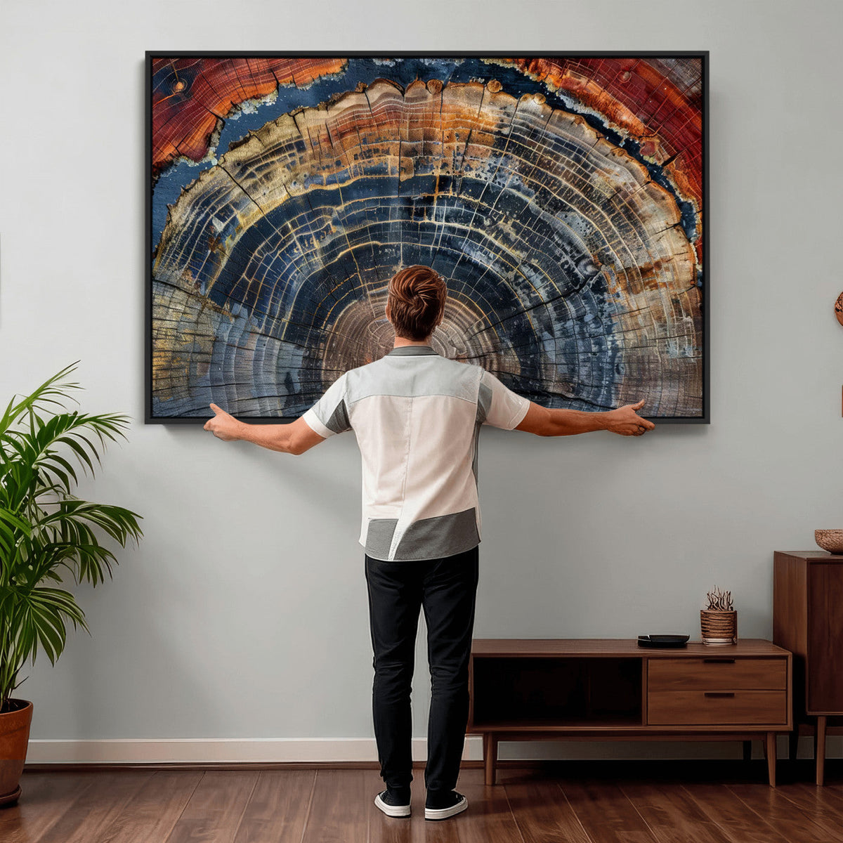 Abstract Tree Ring Wall Art Canvas Print
