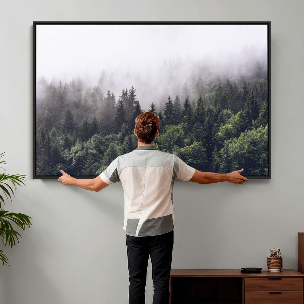 Misty Forest Wall Art | Foggy Forest Canvas Print | Large