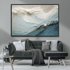 Waves Abstract Wall Art Print, Modern Framed Abstract Canvas