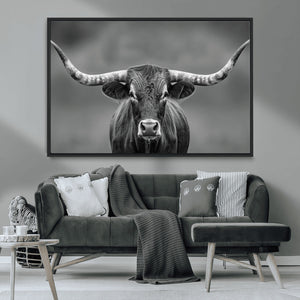 Texas Longhorn Wall Art Canvas Print – Framed Western Bull