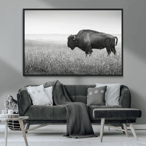 Bison Wall Art Canvas Print – Framed Rustic Wildlife Scene