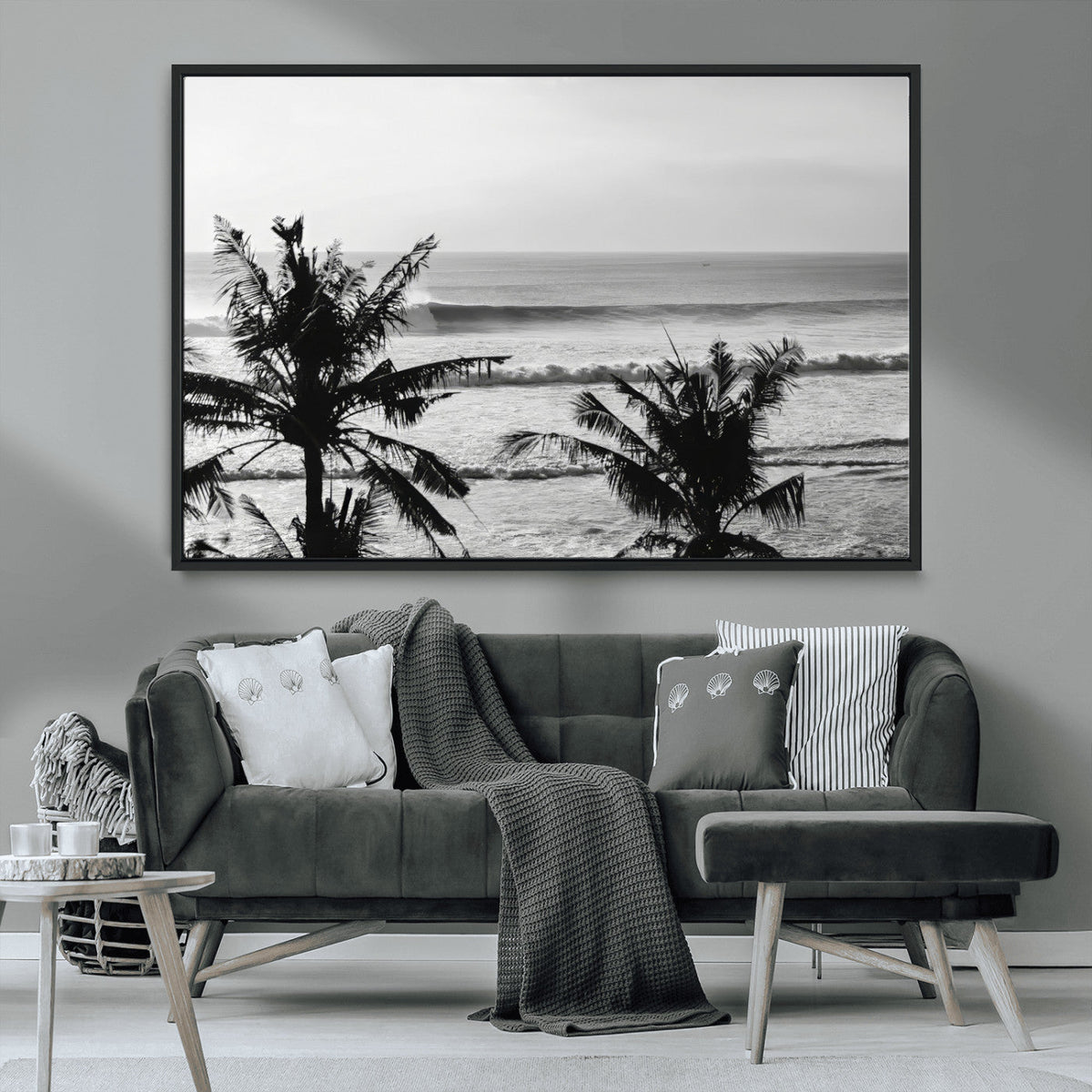 Tropical Coastline Wall Art Canvas Print – Framed Palm Trees