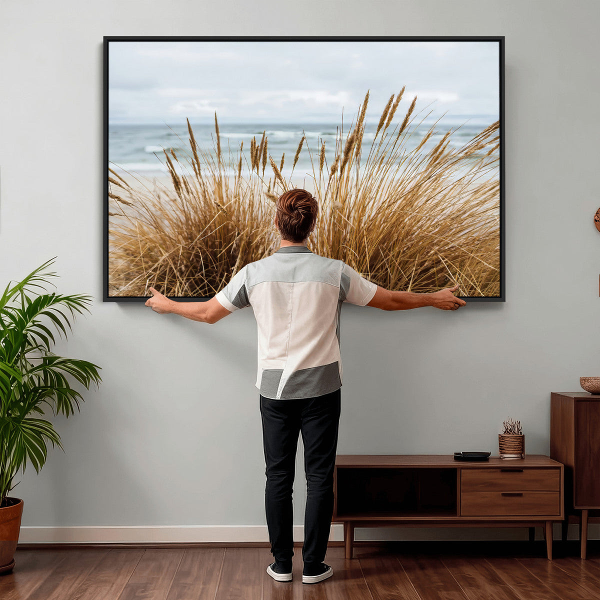 Beach Grass Wall Art Canvas Print – Framed Coastal Dunes Art