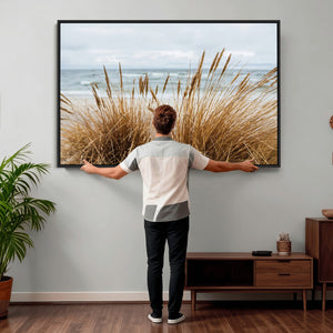 Beach Grass Wall Art Canvas Print – Framed Coastal Dunes Art