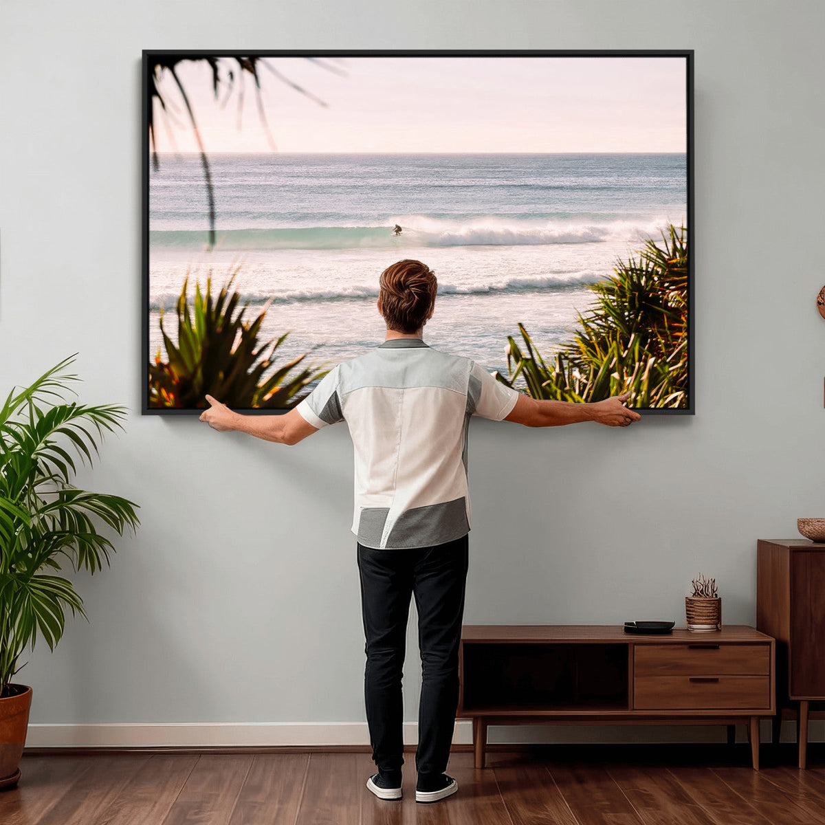 Ocean Surfer Wall Art Canvas Print – Framed Coastal Surf Art