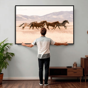 Wild Horse Wall Art Canvas Print – Framed Rustic Western Art