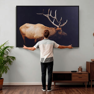 Rustic Elk Wall Art Canvas Print – Framed Moody Wildlife Art