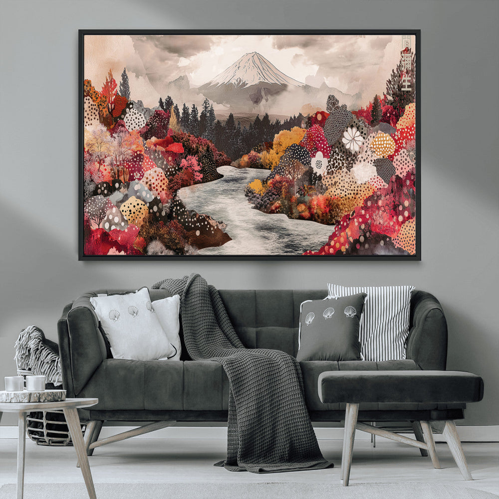 Mountain Wall Art Canvas Print – Framed Autumn Forest