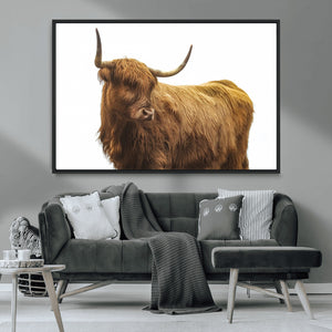 Highland Cow Wall Art Canvas Print – Framed Farmhouse Rustic