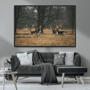Deer Wall Art Canvas Print – Framed Rustic Wildlife Stags