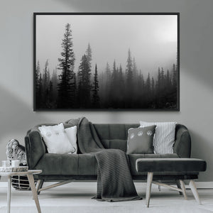 Misty Pines Wall Art Canvas Print – Framed Woodland