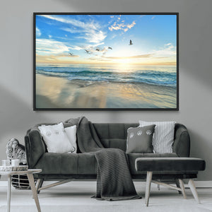 Minimalist Seaside Wall Art Canvas Print – Morning Glow