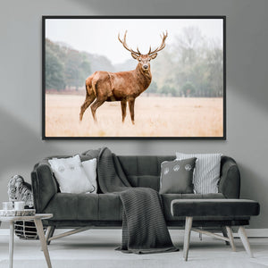 Vintage Wildlife Wall Art Canvas Print – Misty Landscape