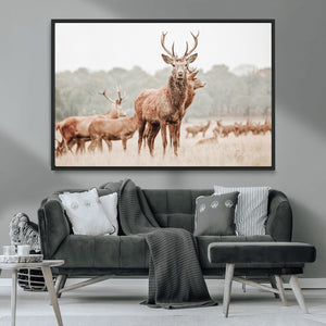 Rustic Nature Wall Art Canvas Print – Stag Woodland Framed