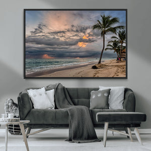 Tropical Storm Wall Art Canvas Print – Framed Moody Beach