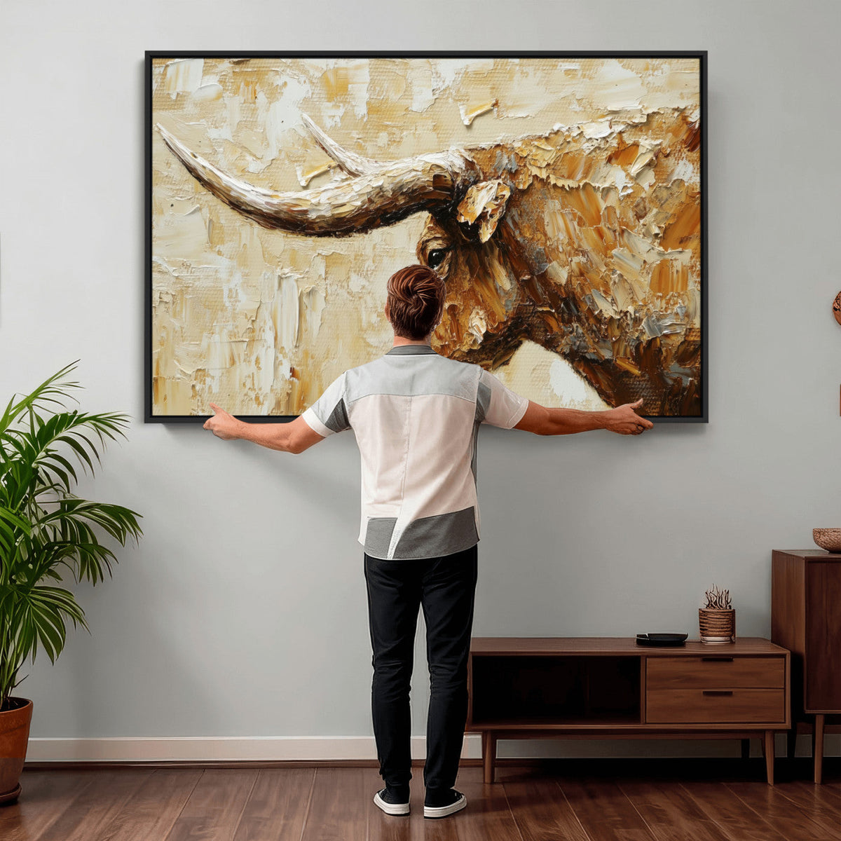 Rustic Longhorn Bull Wall Art Canvas Print – Vintage Western