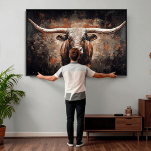 Abstract Longhorn Wall Art Canvas Print – Vintage Western