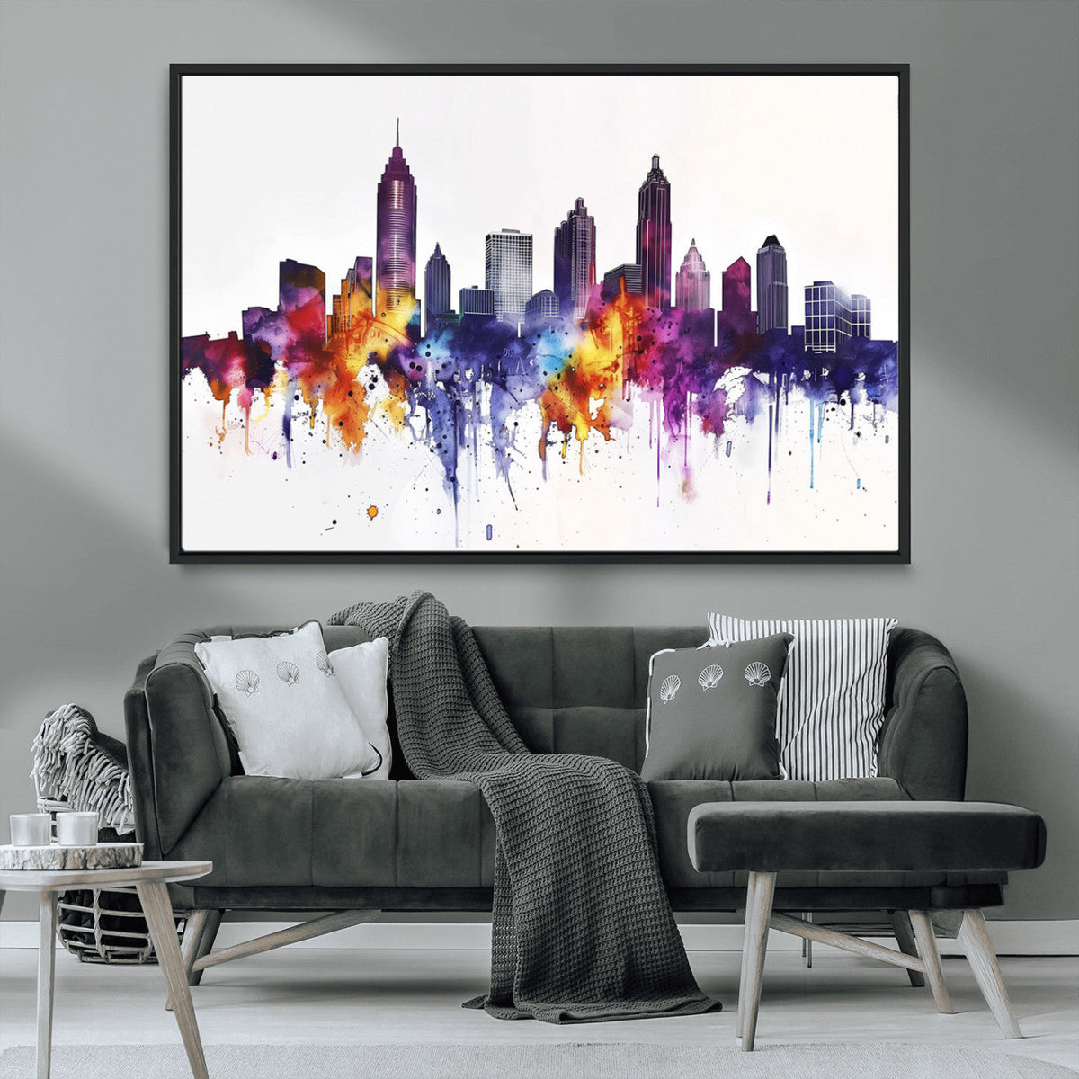Atlanta Skyline Wall Art Canvas Print – Framed Colorful