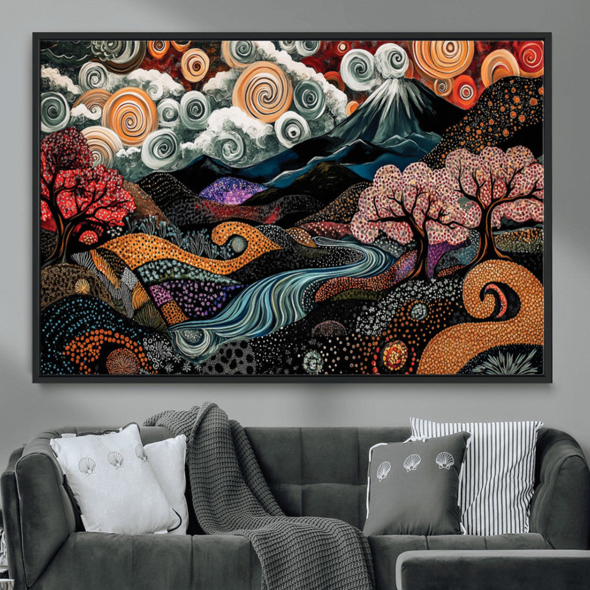 Whimsical Abstract Landscape Wall Art Canvas Print, Colorful