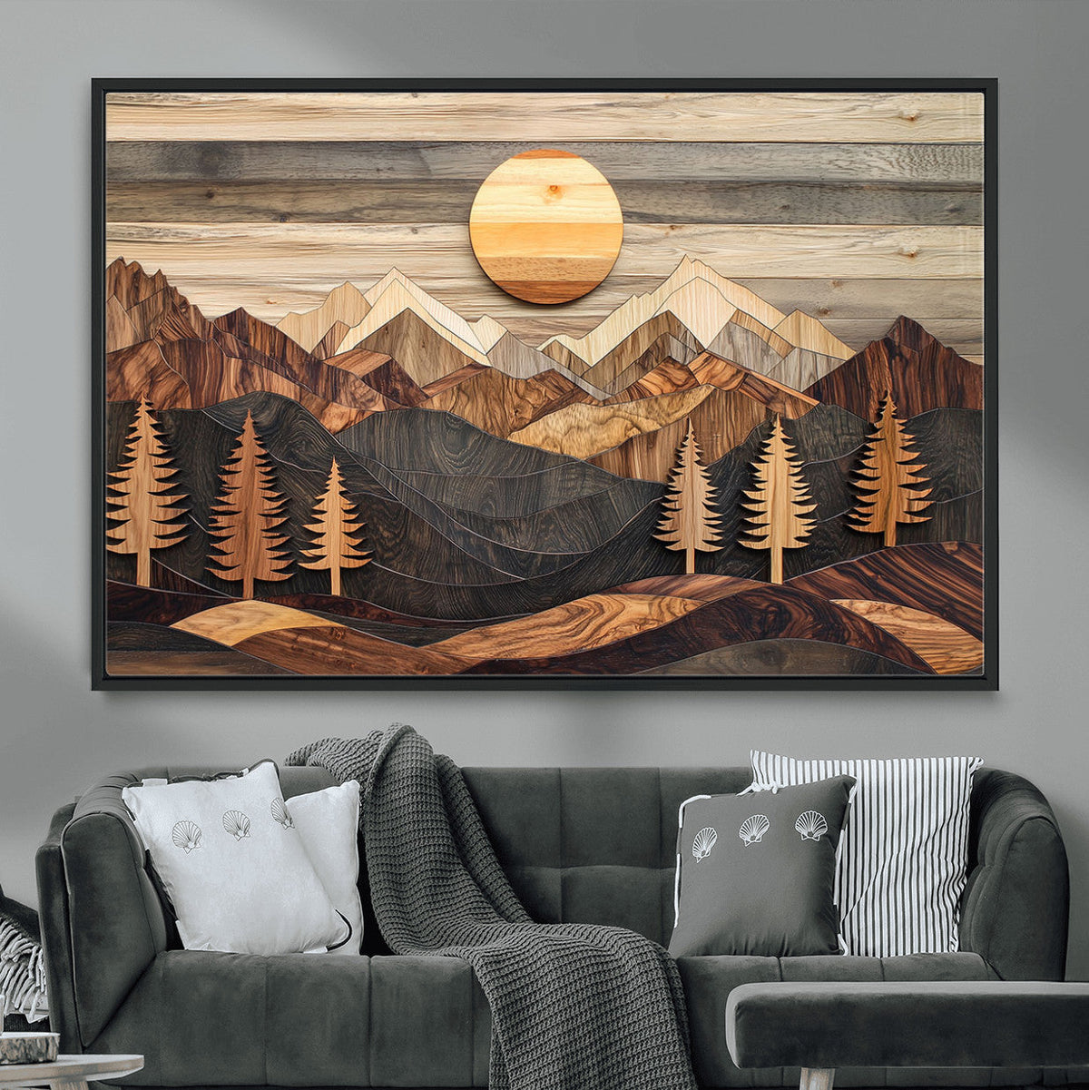 Wood Mountain Wall Art Canvas Print – Layered Forest and
