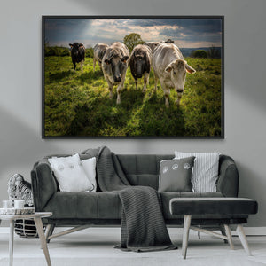 Grazing Cattle Herd Wall Art Canvas Print, Majestic Farm