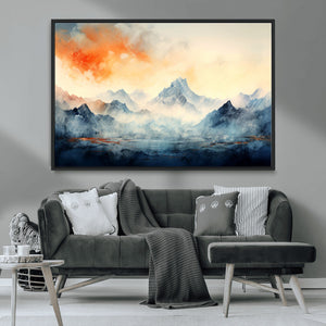Warm Clouds Abstract Mountain Wall Art Canvas Print