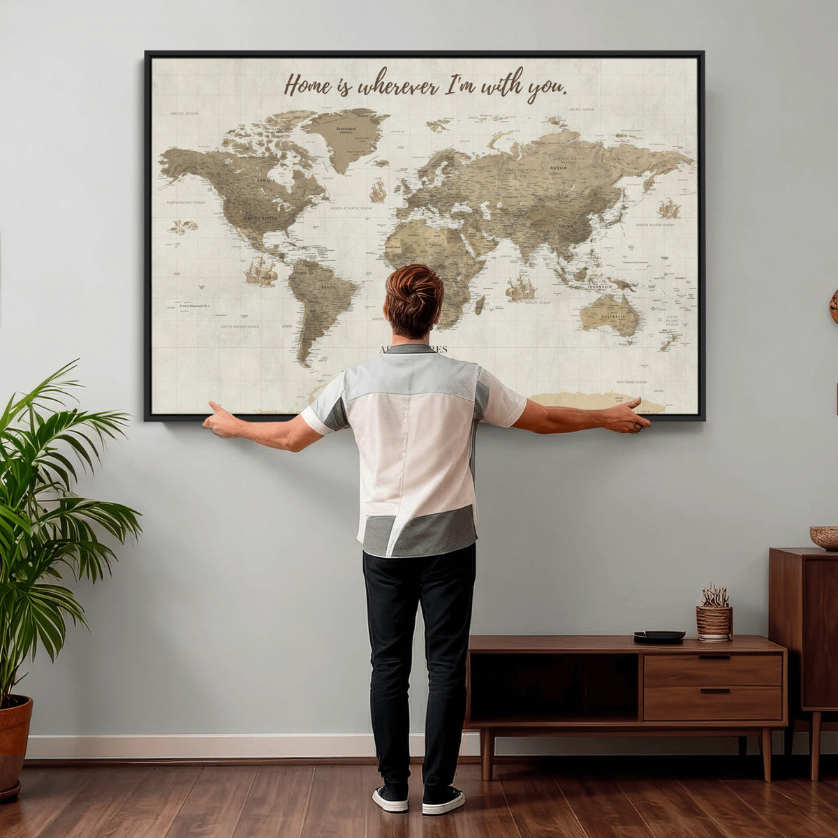 Push Pin World Map Canvas Print – Travel Tracker Wall Art