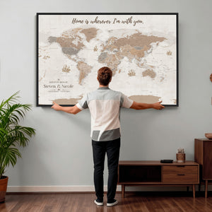 Personalized World Map Wall Art Canvas Print – Customizable