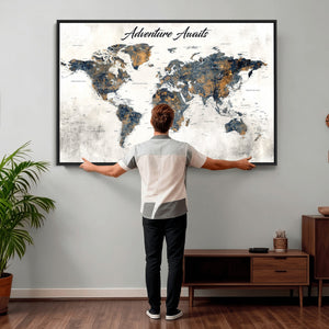 Custom Push Pin World Map Wall Art Canvas Print –