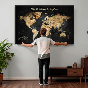 Framed Personalized Push Pin World Map – Custom Travel