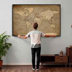 World Map Canvas Print – Framed Travel Map Wall Art for
