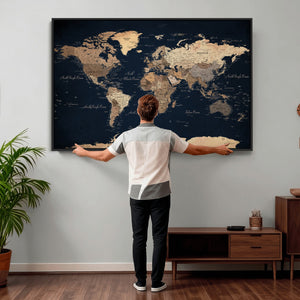 World Map Canvas Print – Detailed Map of the World Wall Art