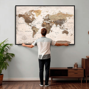 World Map Canvas Print – Framed Travel Map Wall Art for