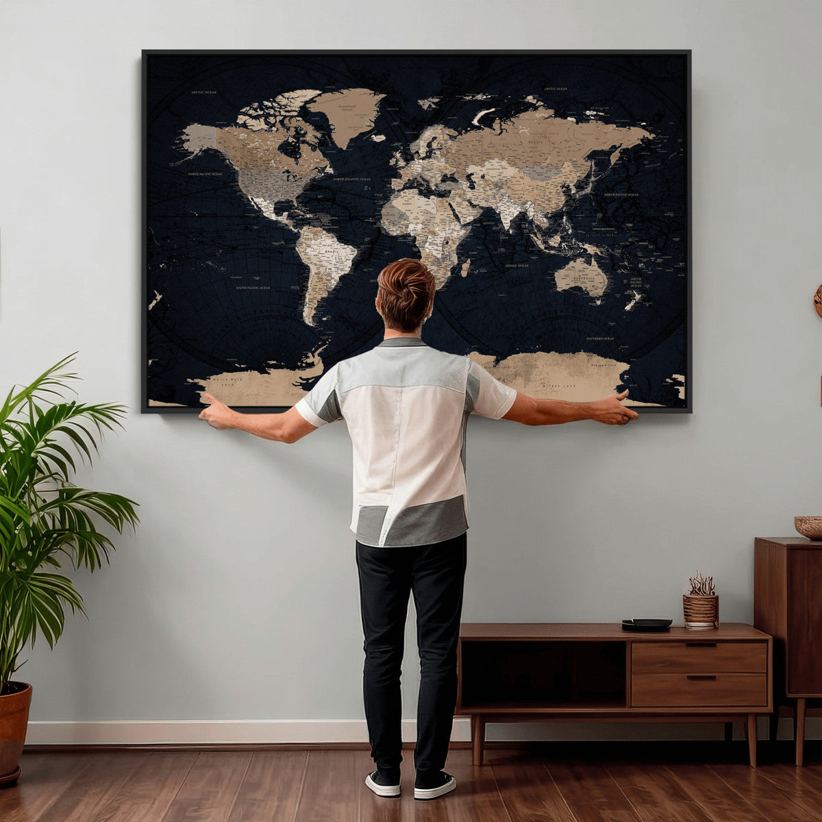 Grunge Wall Art World Map Canvas Print