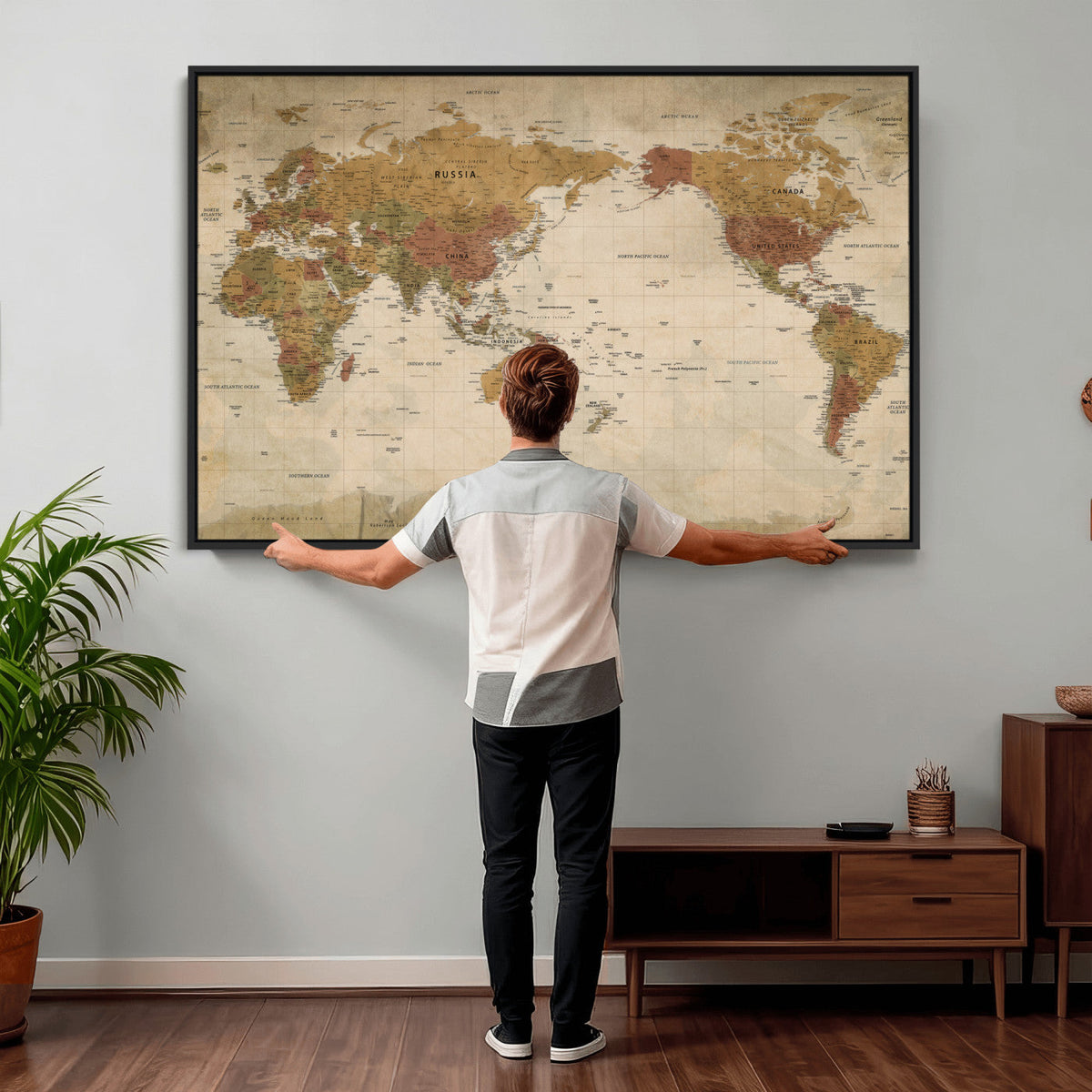 Vintage Detailed World Map Wall Art Canvas Print – Antique