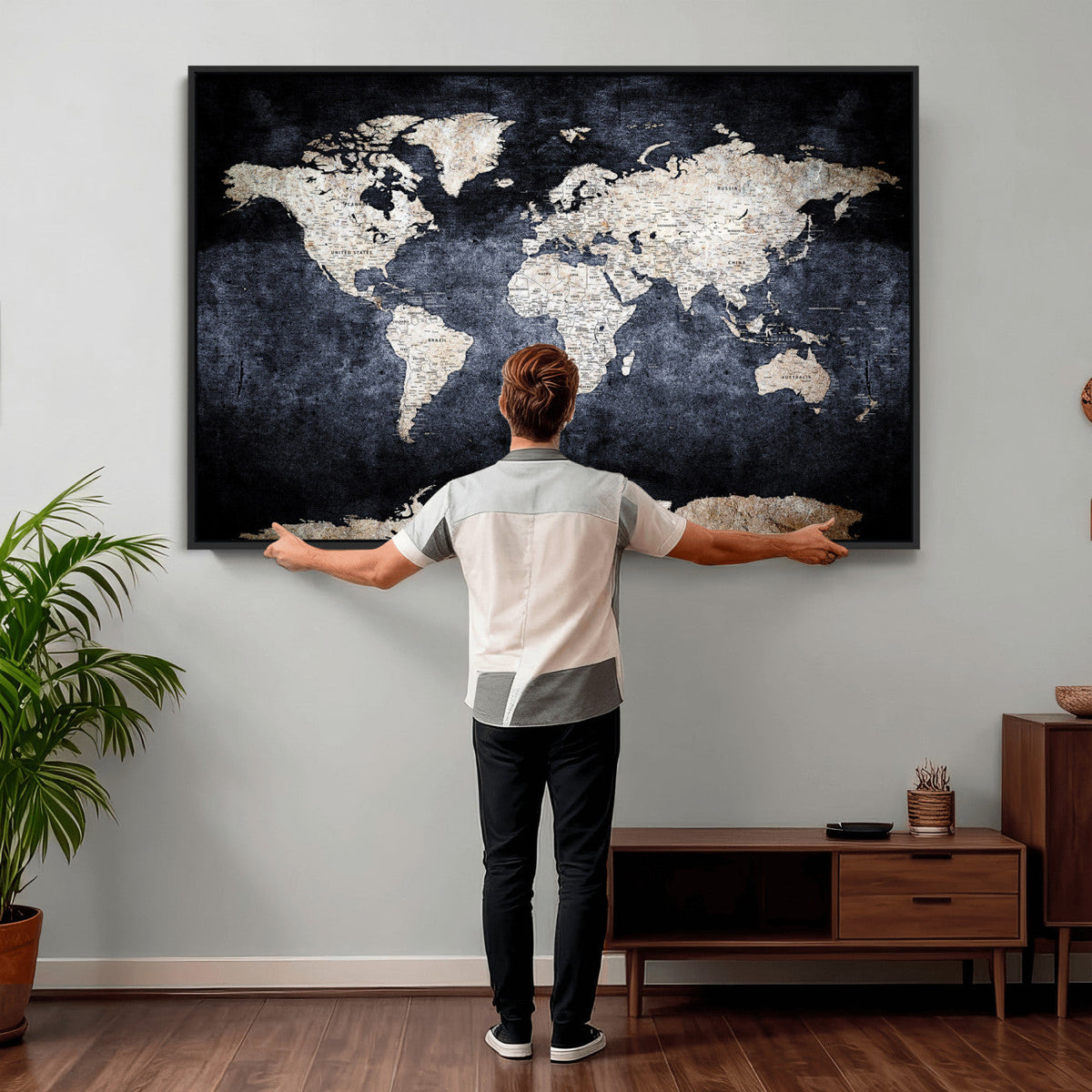 Vintage World Map Canvas Wall Art – Antique Triptych Map