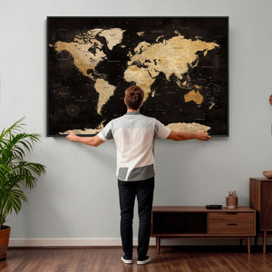 Extra Large World Map Canvas Print – Detailed Map Classic