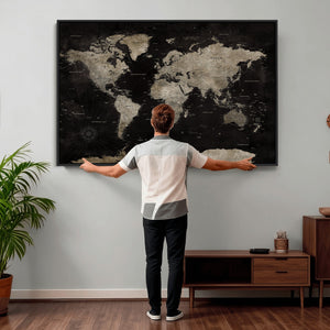 Detailed World Map Wall Art Print - Large Framed World Map