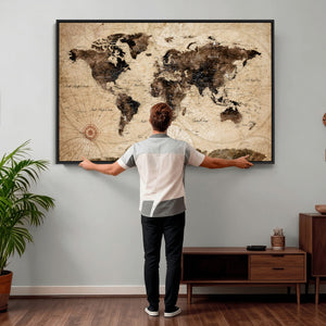 World Map Wall Art Canvas Print