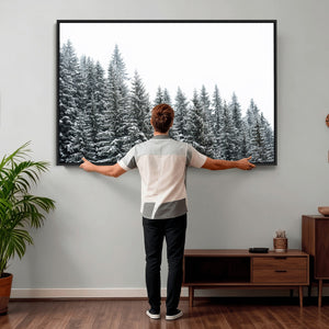 Misty Mountain Forest Canvas Print, Foggy Pine Trees Nature