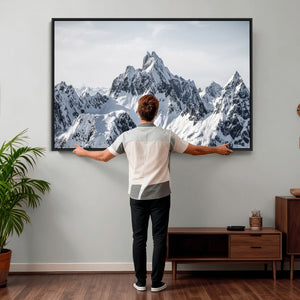 Snowy Mountain Range Canvas Print, Alpine Peaks Landscape