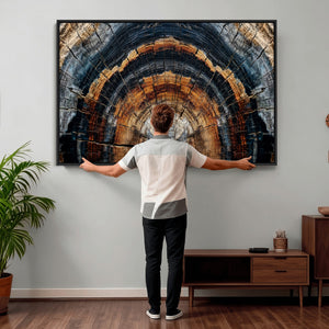 Abstract Wood Grain Canvas Print, Tree Ring Pattern Wall