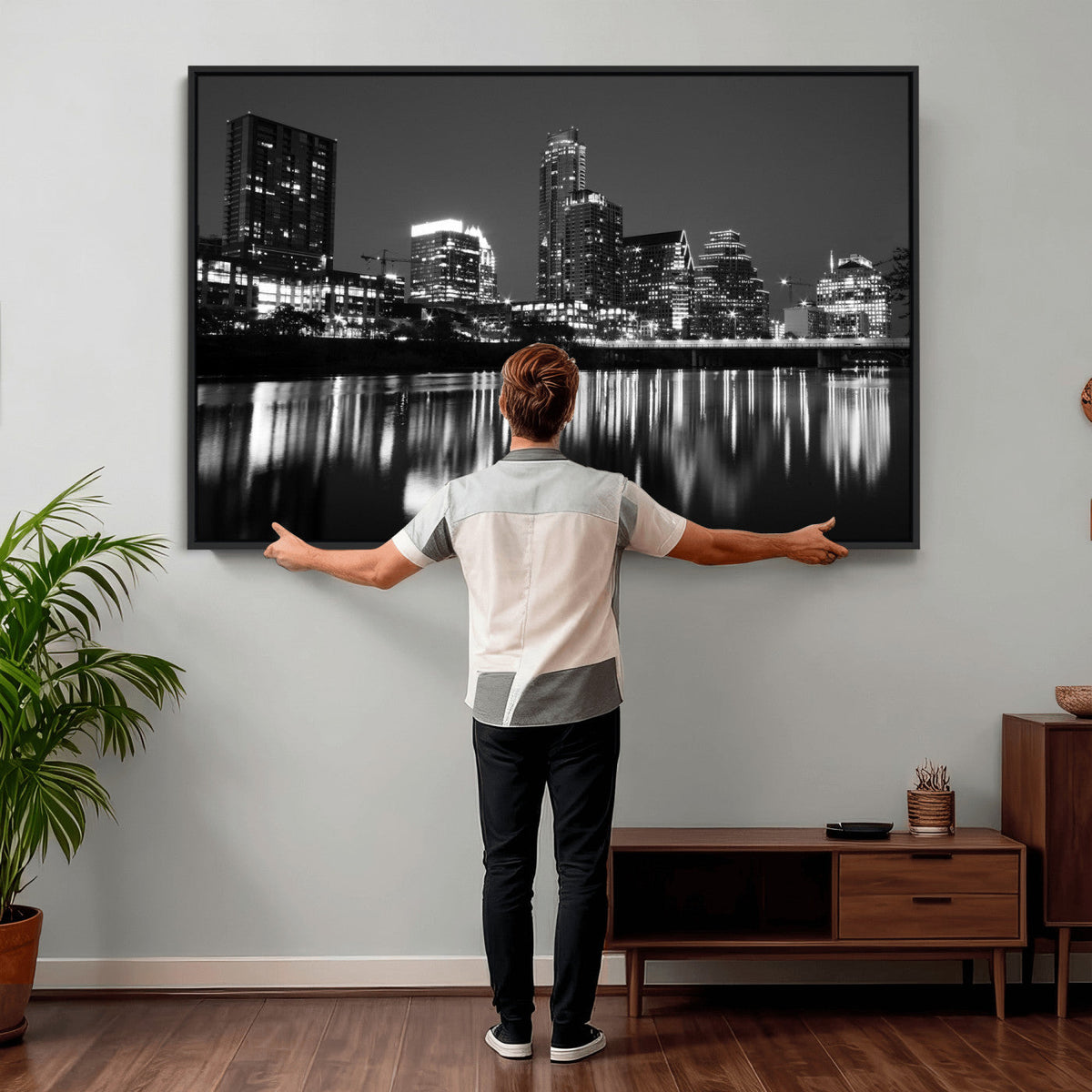 Austin Skyline Wall Art Canvas Print, Austin Downtown Night