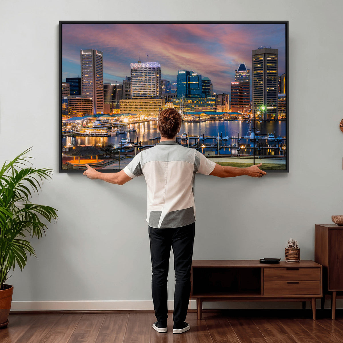 Baltimore Skyline Wall Art Canvas Print, Baltimore Downtown
