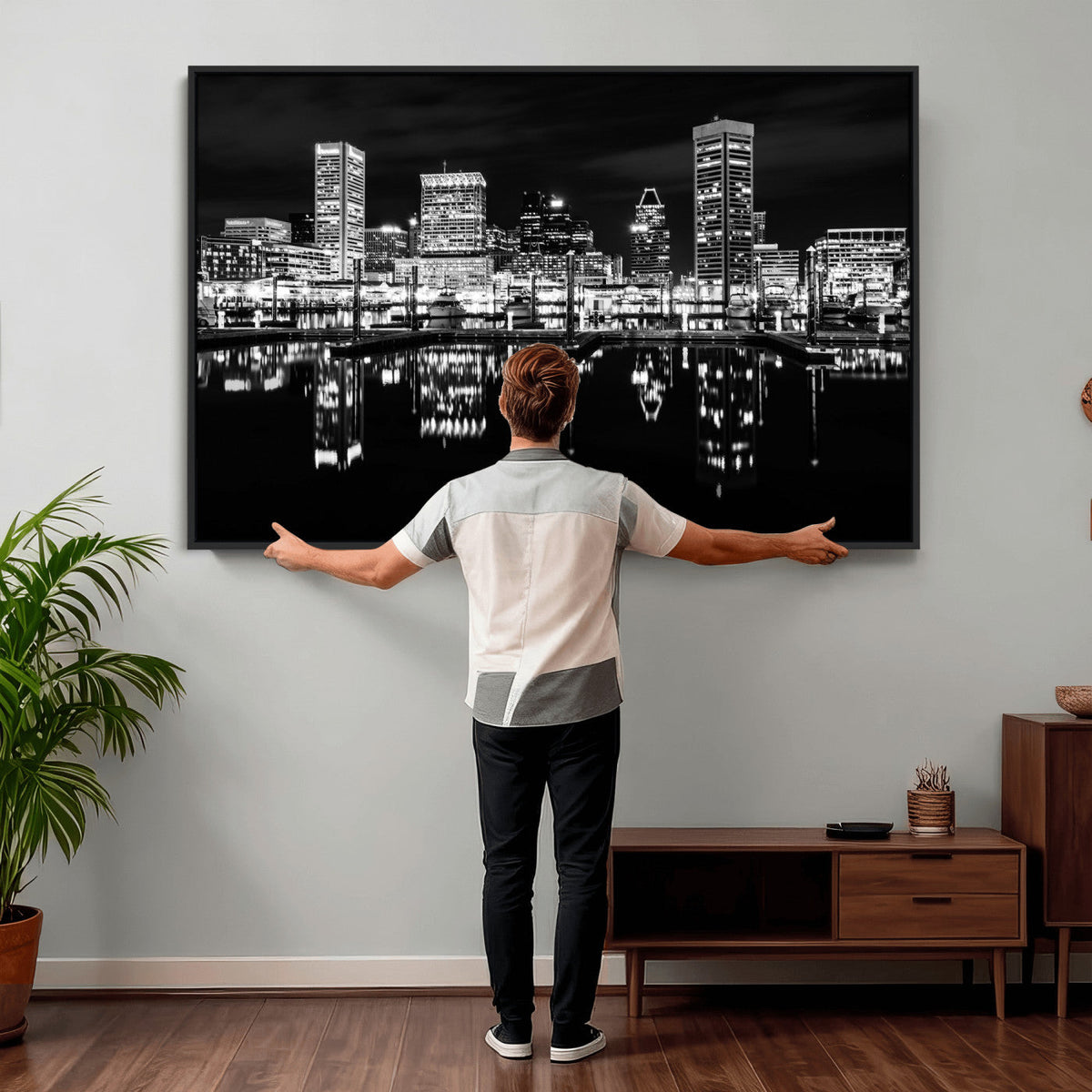Baltimore Skyline Wall Art Canvas Print, Baltimore Downtown