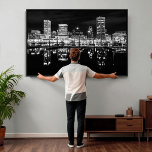 Baltimore Skyline Wall Art Canvas Print, Baltimore Downtown